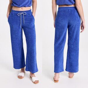 SUNDRY High Waist Terrycloth Crop Pant in Regalia Blue